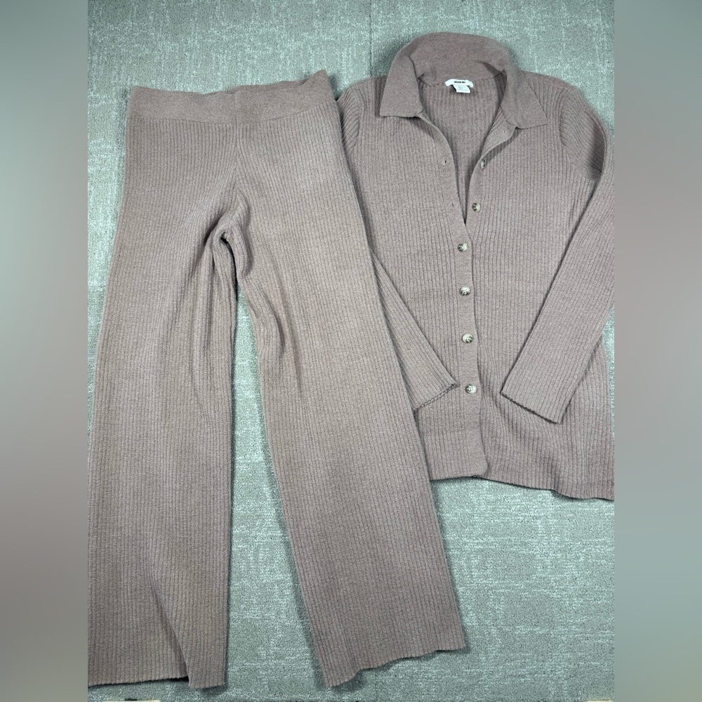 Jason WU Ribbed Super Soft Button Down Pull On Lounge Set Cozy Womens Size Small